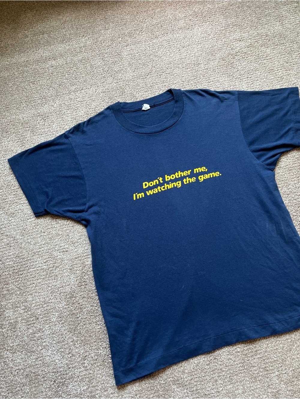 VTG 80’s “Don’t Bother Me The Game Is On” Blue Tee - Picture 3 of 5